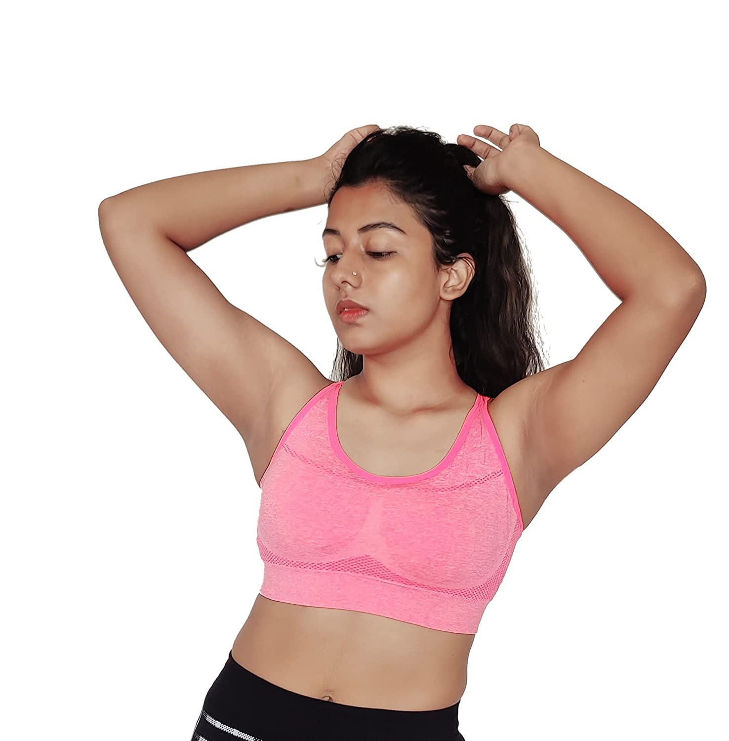 Women's Padded Sports Bra. (Free Size Fits 28 to 34B) Pink - Za